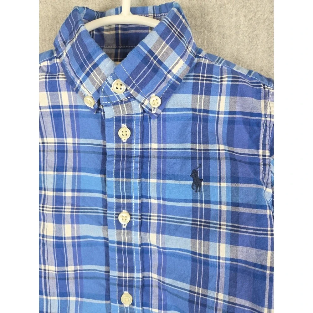 Ralph Lauren Toddler 18 Months Classic Oxford Shirt Blue Plaid Preppy‎ Pony Logo